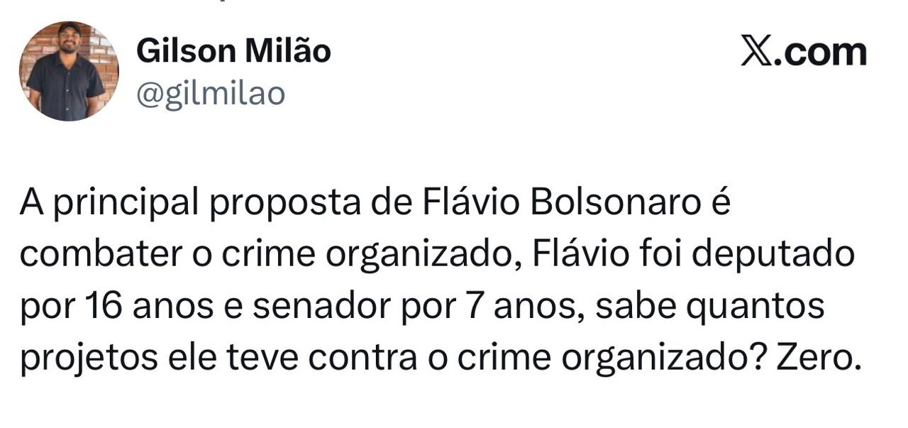 Prévia do conteúdo "Zero projetos contra o crime organizado"