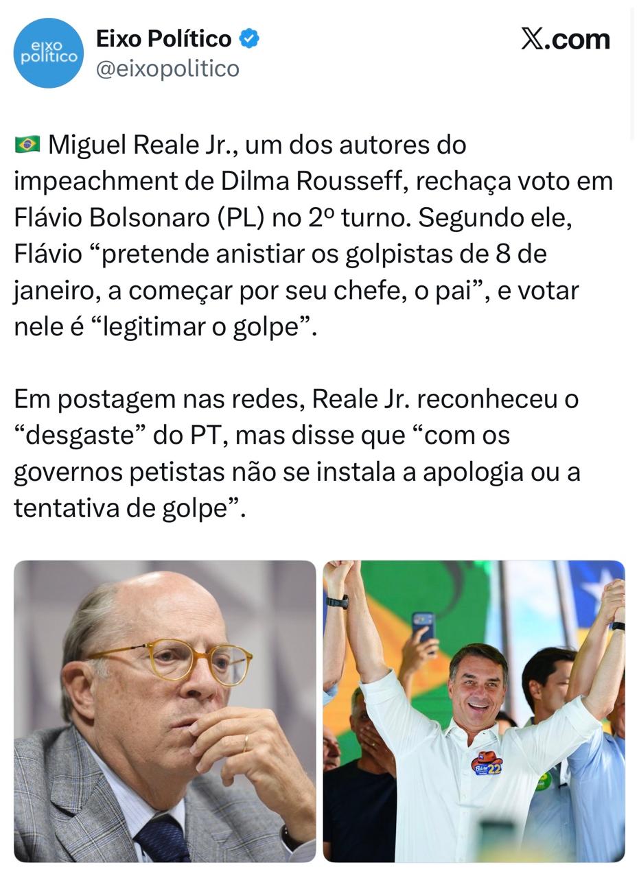 Prévia do conteúdo "Autor do impeachment de Dilma recusa voto em Flávio"