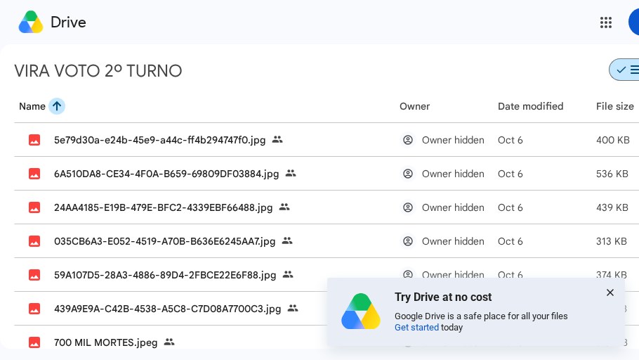 Prévia do conteúdo "Google Drive: Vira Voto 2º Turno"
