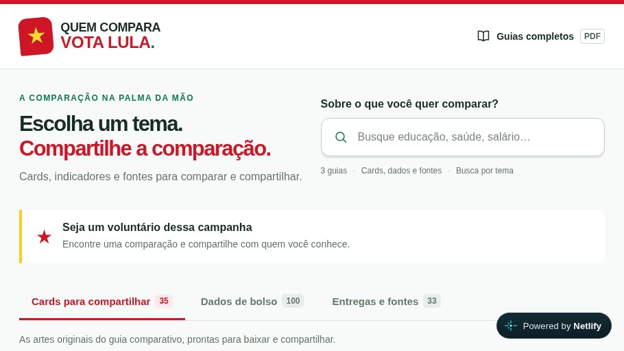 Prévia do conteúdo "Quem Compara, Vota Lula"